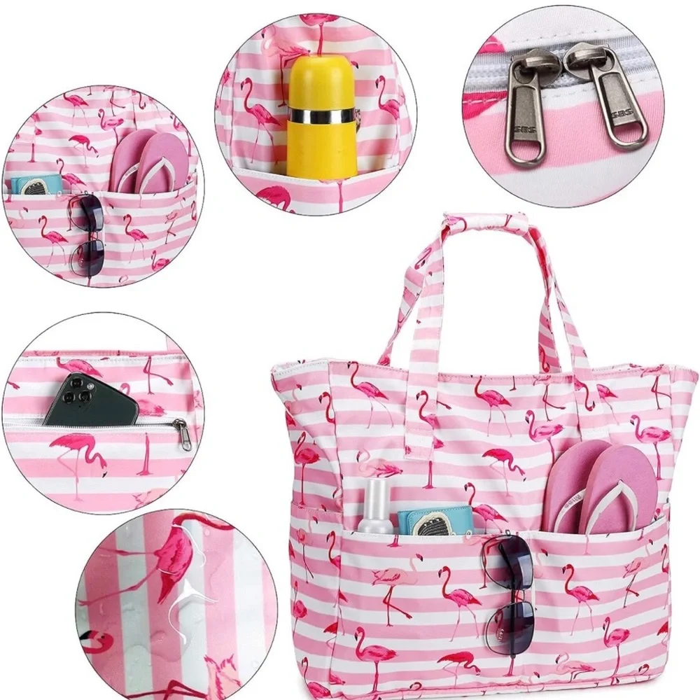Large Flamingo Beach Tote - Picture 5 of 9